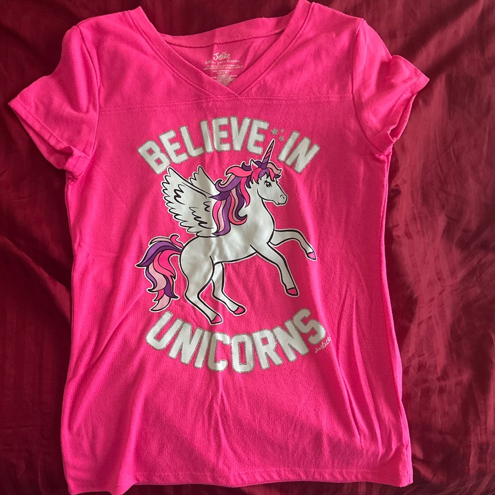 Justice pink unicorn pajama set size 10
